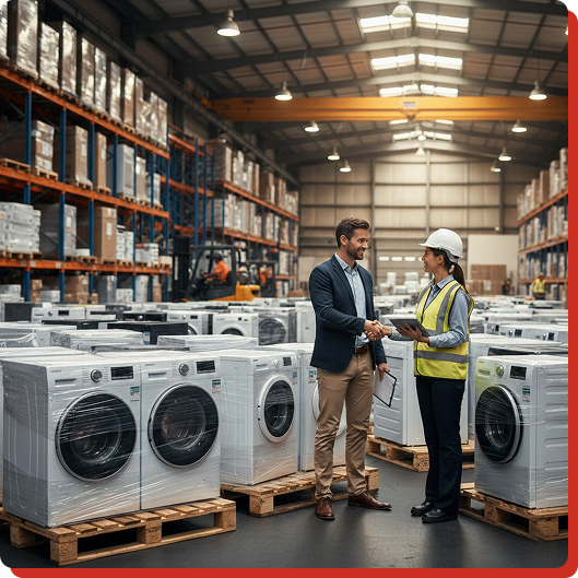 industrial appliances stored in warehouse inventory